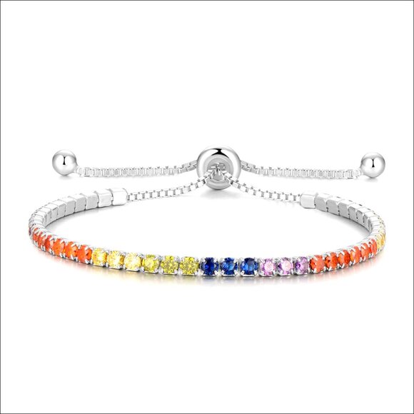 Sterling Silver Tennis Bracelet Adjustable 9